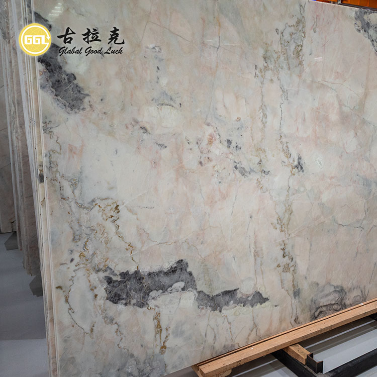 China Pink Marble Slab Natural Stone for Countertop Wall Floor Decor