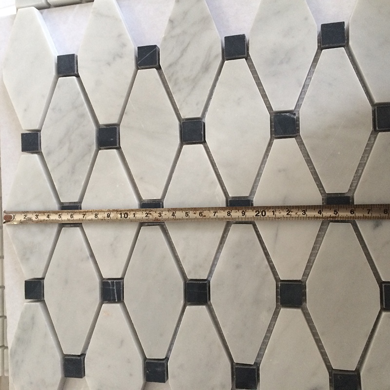 Calacatta White Mix Black Dots Marble Long Hexagon Pattern Mosaic Tile For Home/Villa Floor/Wall Decor