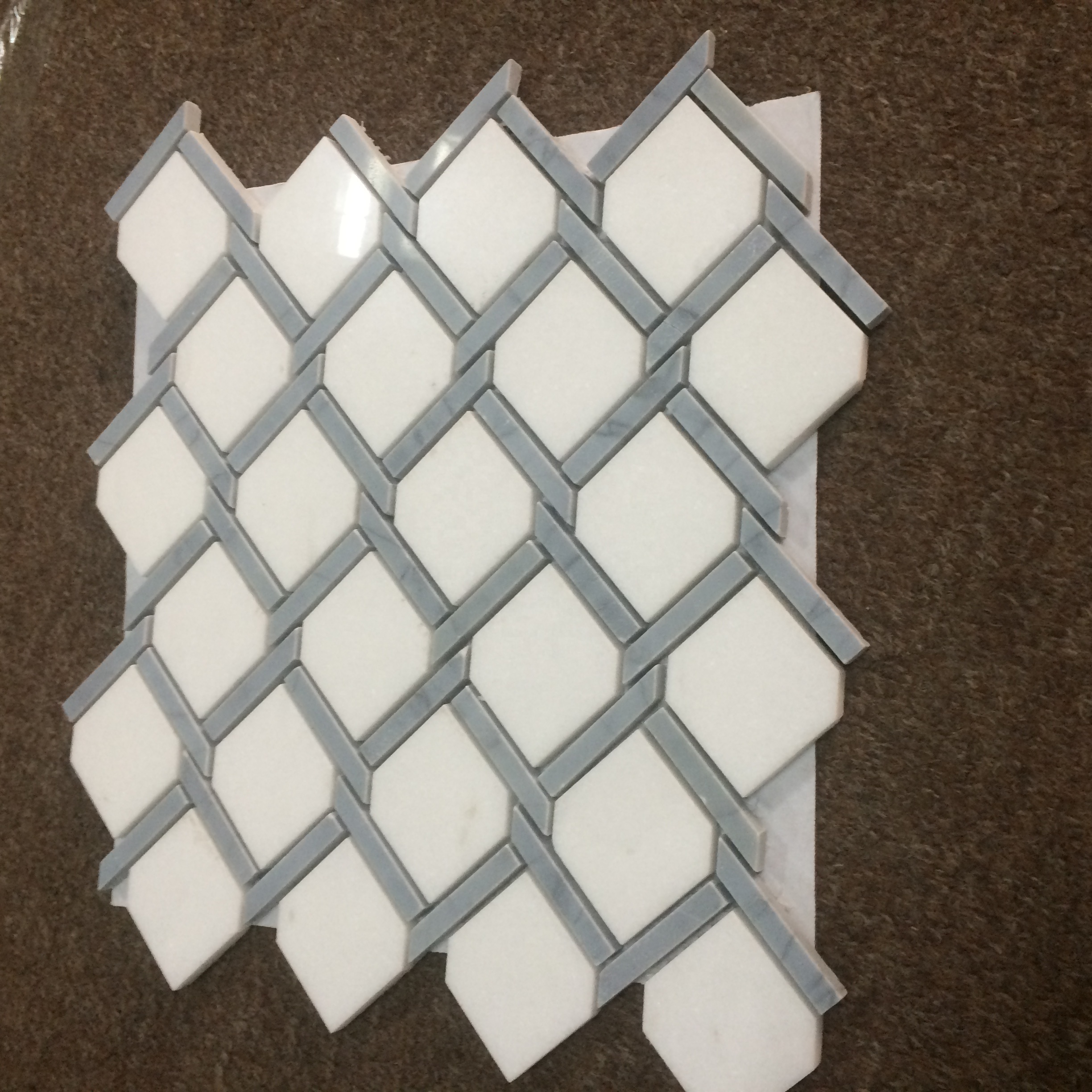 Cheap Price Oriental White Mix Gray Lines Marble Hexagon Pattern Marble Mosaic Tile for Home/Villa Wall Floor Decor
