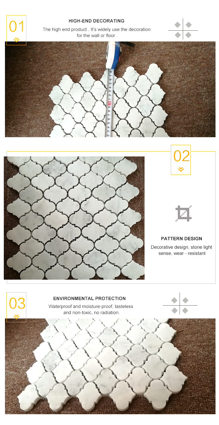 Carrara White Marble Lantern-Shaped Mosaic Wall Flooring Tiles