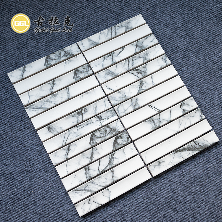 Imitation Stone Concave Feature Fluted Ceramic Mosaic Tiles Wall and Floor