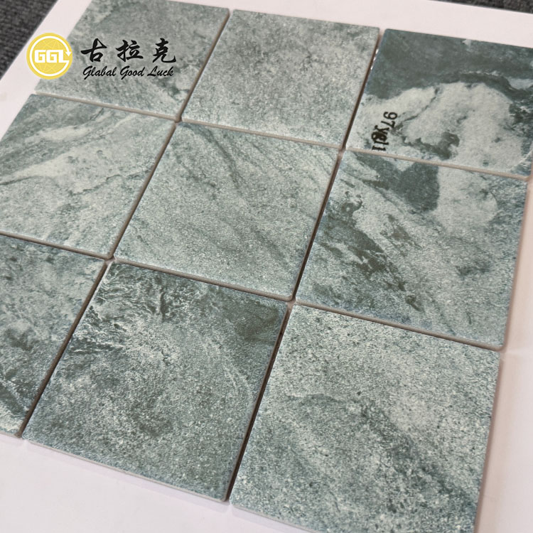 Retro Design Green Square Ceramic Mosaic For Wall Floor Tile