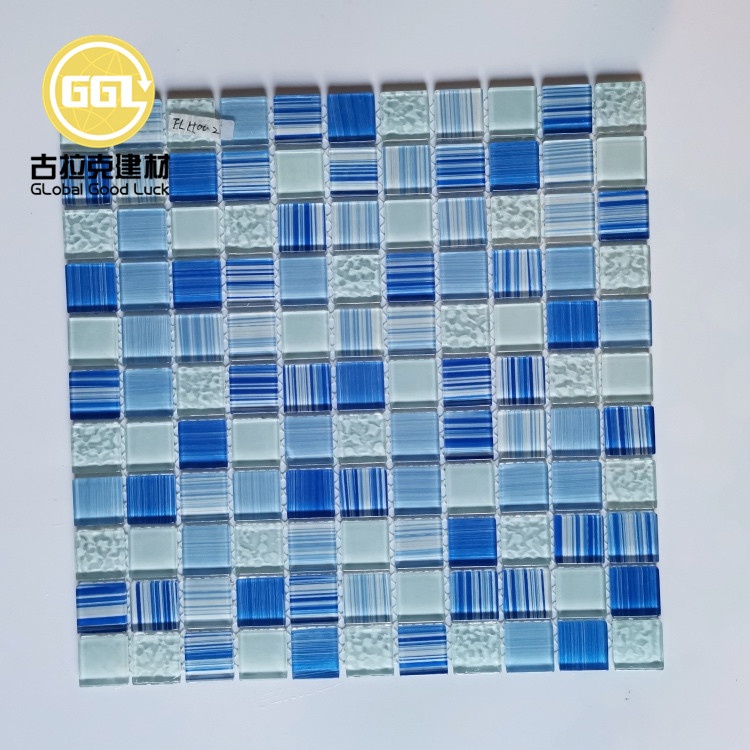 Light Blue Glass Mosaic Tiles Swimming Pool Mosaic Tile for Floor Decoration