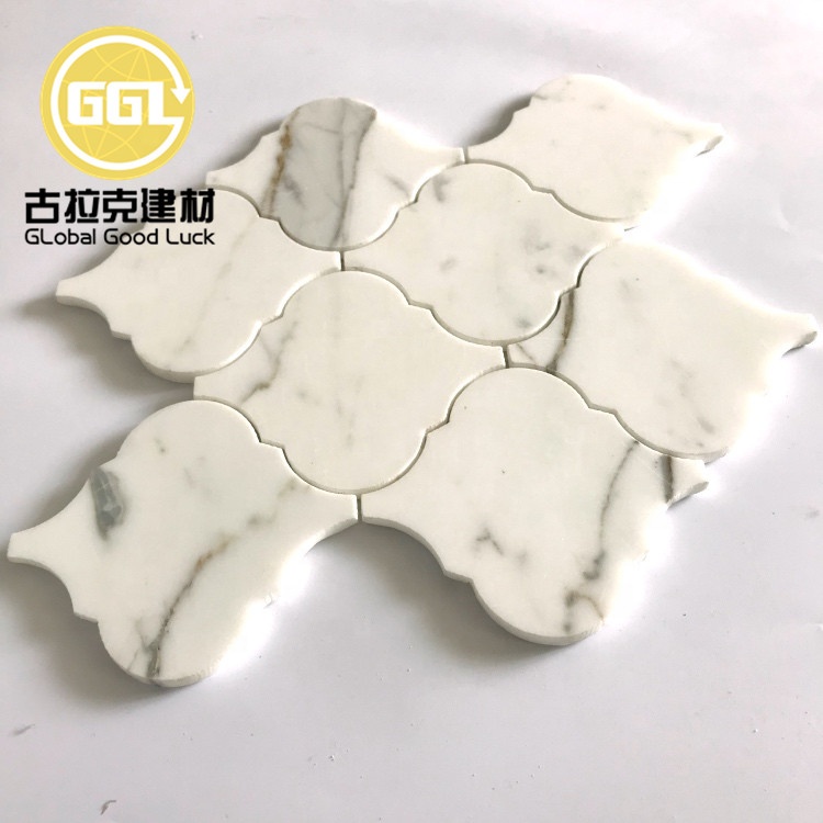 Calacatta Gold Marble Lantern-Shaped Mosaic Tile For Home/Hotel Wall