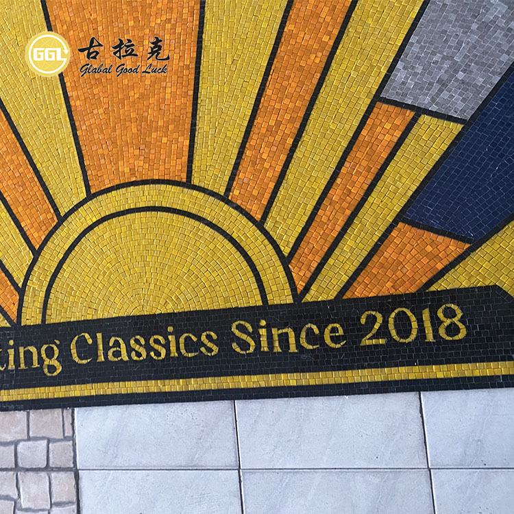 Logo Pattern Customized Mural Mosaic Tile Glass Mix Stone for Wall Floor Decor