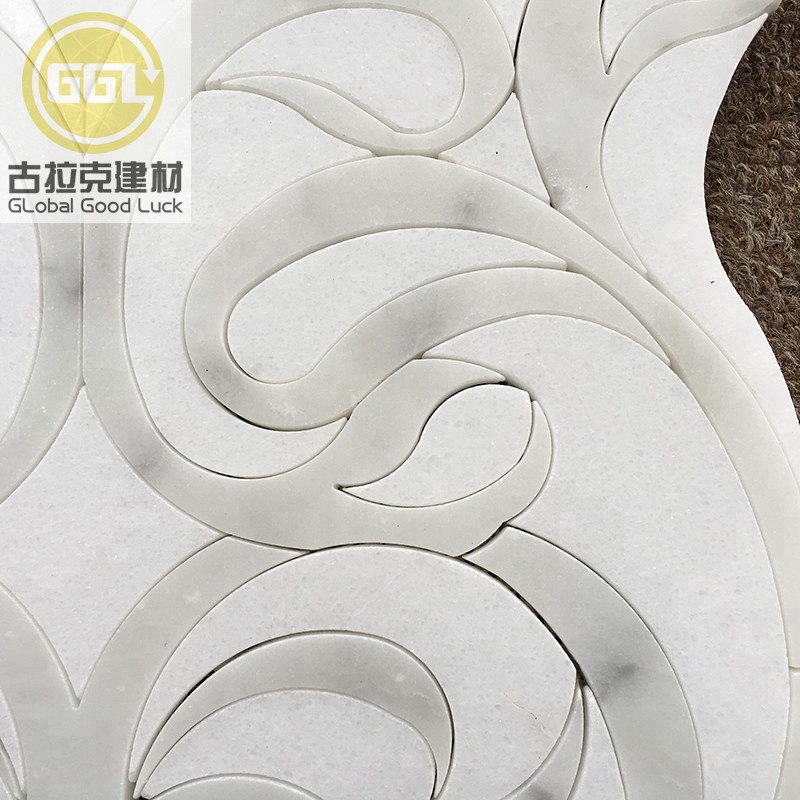 Waterjet White Tile Flower Marble Mosaic Tile for Interior Wall and Floor Decoration