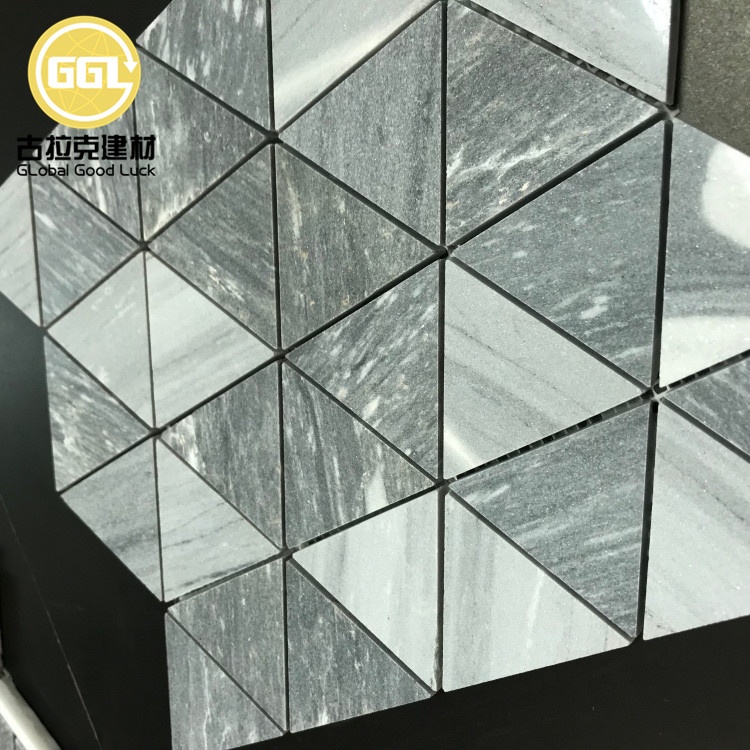 Palisssandro Blue Marble Triangle Tile Modern Kitchen Backsplash Mosaic for Villa Available in Polished and Honed Finishes