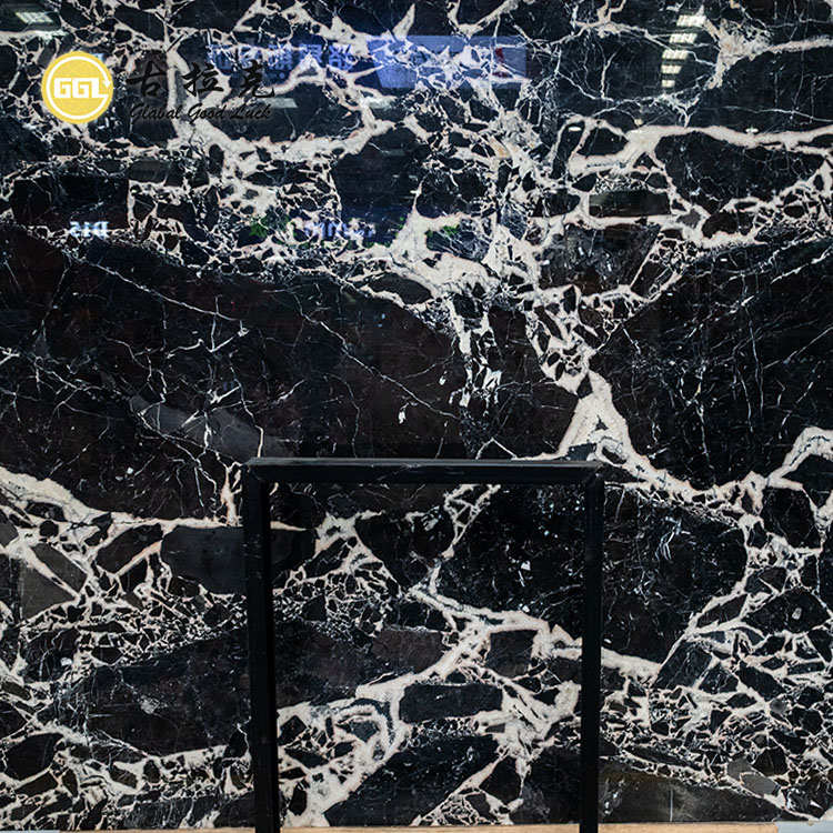 Black Mix White Marble Slab Luxury Stone for Villa Wall Floor Decor