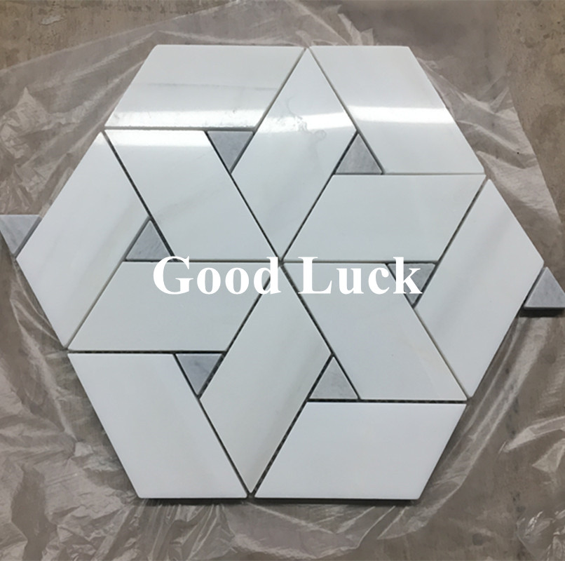 Hexagon Mosaic Unique Mosaic Tile White Natural Marble Mosaic Tile for Decor
