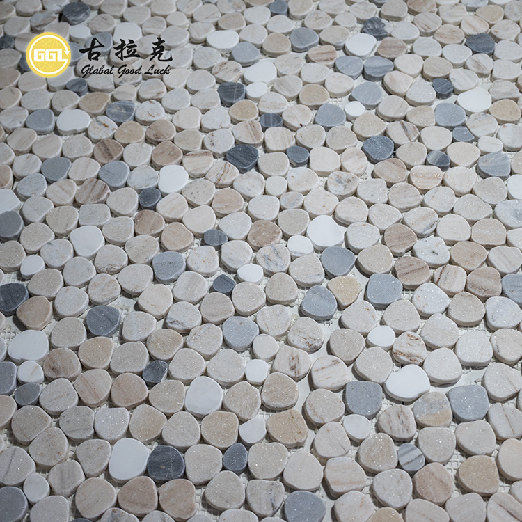 Riverstone Round Stone Mosaic Tile for Wall Garden Flooring Decor