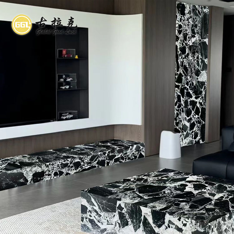 Bulgari Black Slab Marble for Interior Wall and Floor Stair Tiles Project