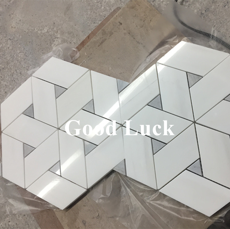 Hexagon Mosaic Unique Mosaic Tile White Natural Marble Mosaic Tile for Decor