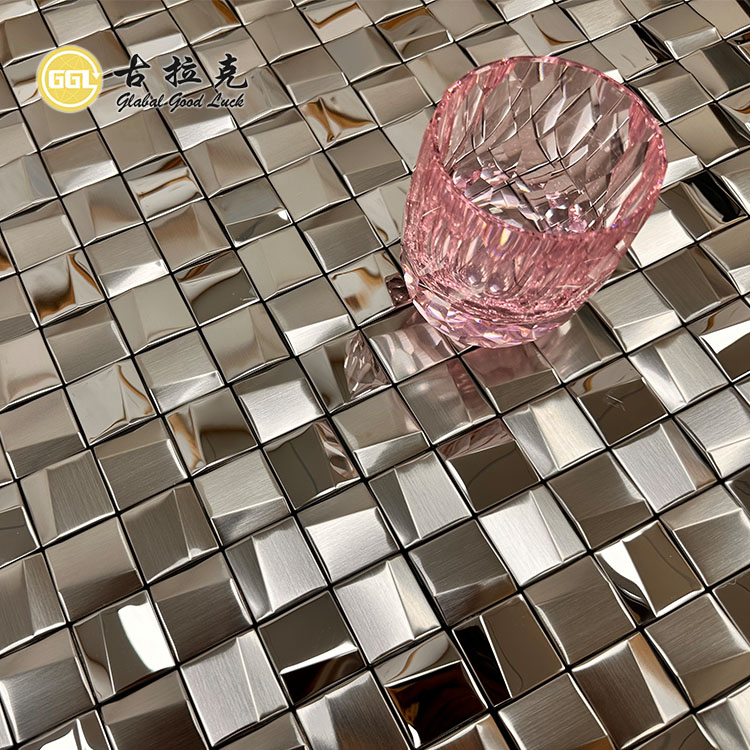 Glossy Surface Sliver Metal Mosaic Tile for Wall Decorative