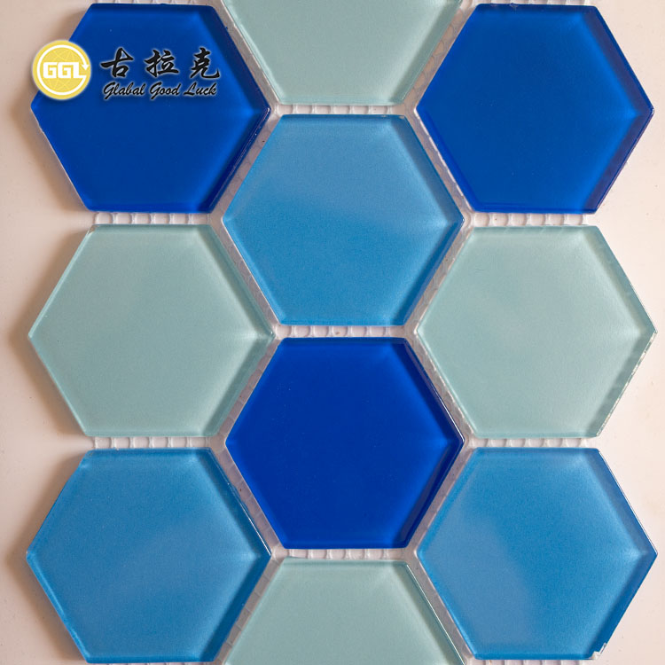 Modern Design Hexagon Shape Mix Color Crystal Glass Mosaic Tiles for Wall Decorative
