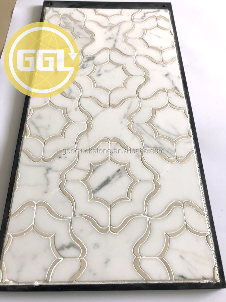 Wall Decoration Flower Pattern Waterjet Marble Mosaic Flooring Tile