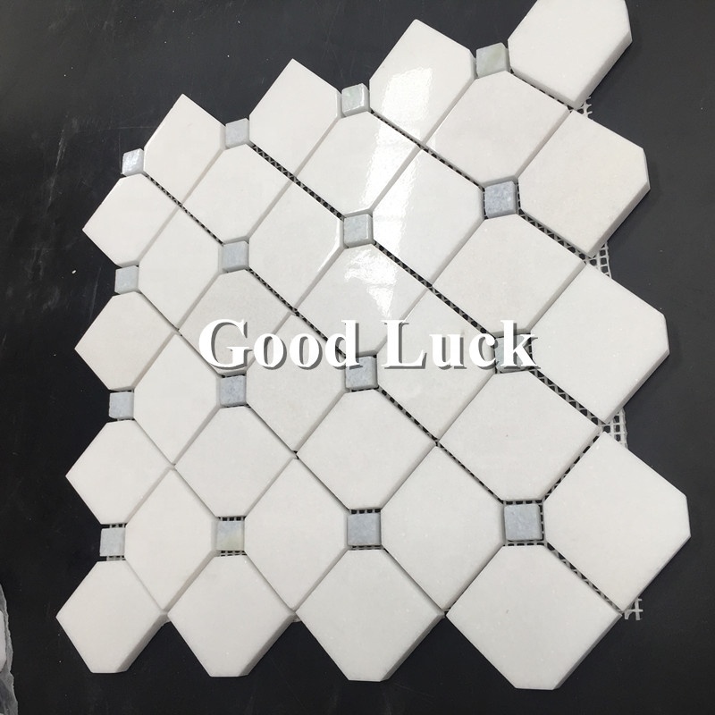 Polished Thassos White Marble Hexagon Shape Marble Mosaic Wall Flooring Tile