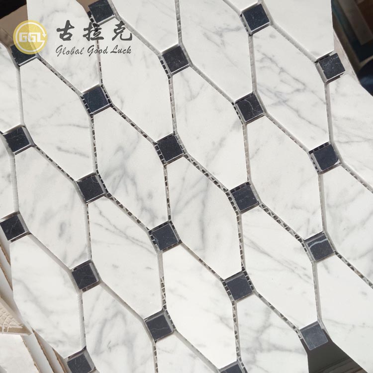 Carrara White Marble With Black Dots Mosaic For Home Wall Decor Tiles