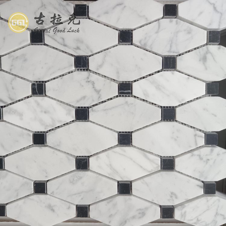 Carrara White Marble With Black Dots Mosaic For Home Wall Decor Tiles