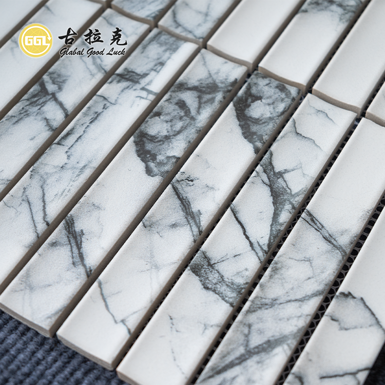 Imitation Stone Concave Feature Fluted Ceramic Mosaic Tiles Wall and Floor