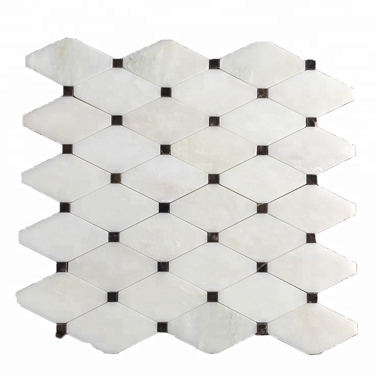 Polished White Graphic Marble Mosaic Tile for Bathroom or Toilet Wall and Floor Decor