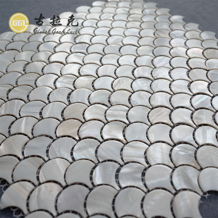 Fan Shape White Mother Of Pearl Shell Mosaic Tile Backsplash Wall Bathroom Tiles