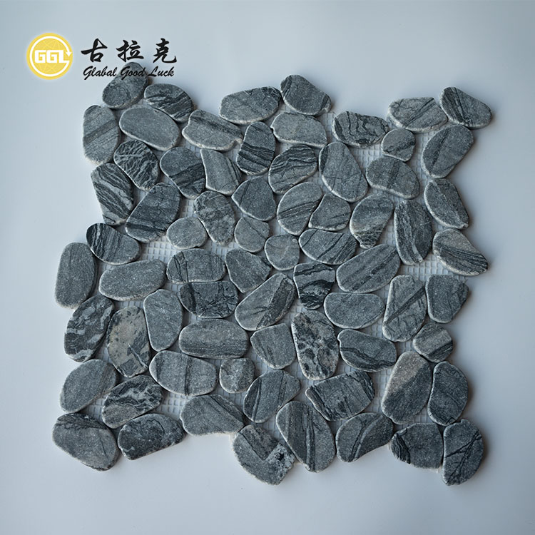 Tumbled Surface Wood Gray Marble Mosaic Tiles For Indoor and Outdoor Decoration