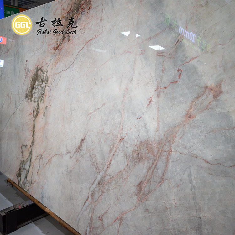 China Pink Marble Slab Natural Stone for Countertop Wall Floor Decor