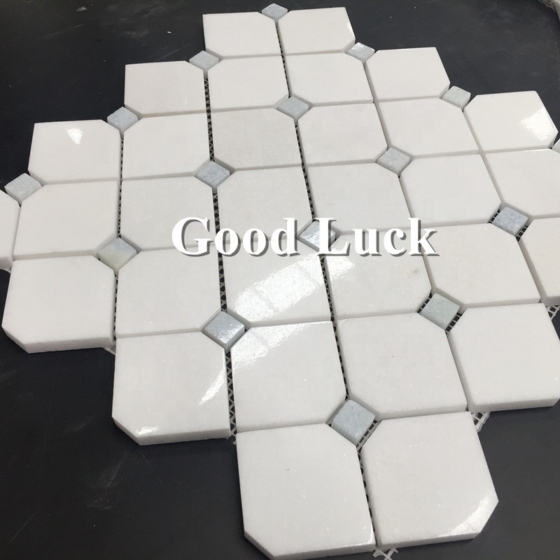 Polished Thassos White Marble Hexagon Shape Marble Mosaic Wall Flooring Tile