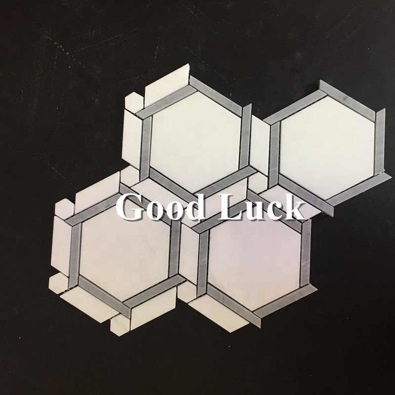 Oriental White Marble Hexagon Shape Marble Mosaic Wall Flooring Tile