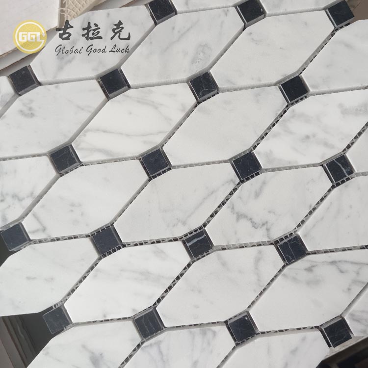 Carrara White Marble With Black Dots Mosaic For Home Wall Decor Tiles
