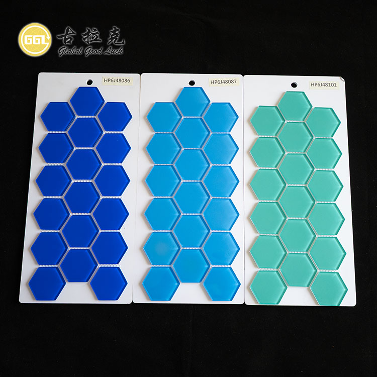 Hexagon Shape Pure Color Crystal Glass Mosaic Tiles for Backsplash Wall Floor Decoration