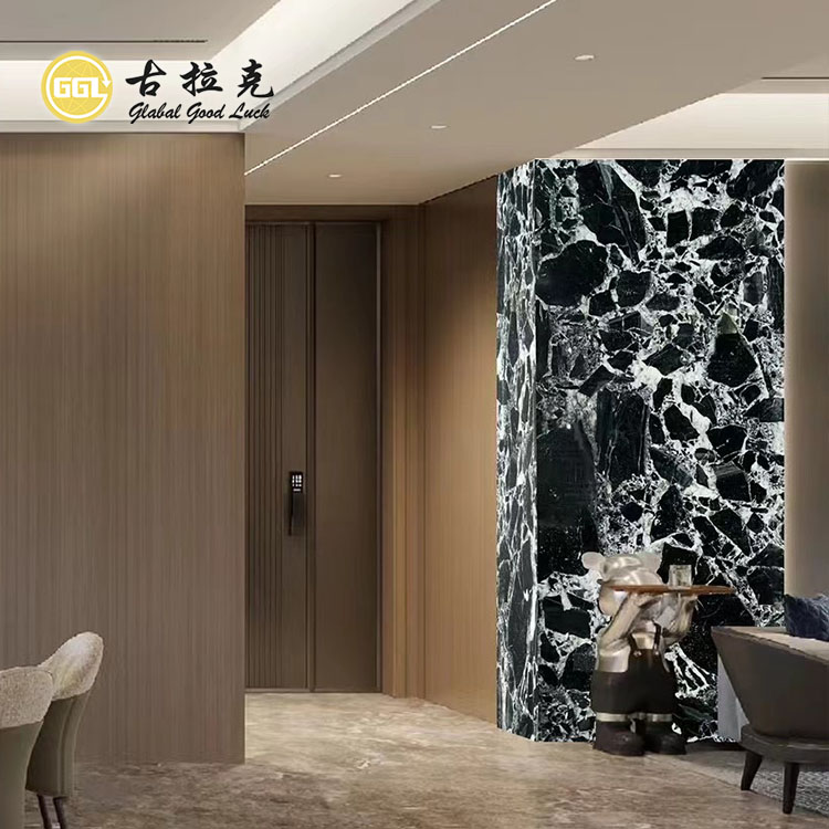 Bulgari Black Slab Marble for Interior Wall and Floor Stair Tiles Project