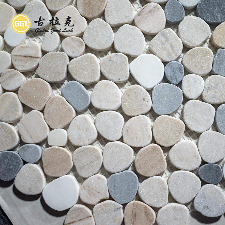 Riverstone Round Stone Mosaic Tile for Wall Garden Flooring Decor
