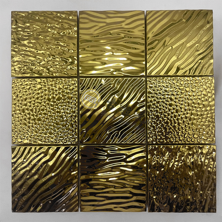 Square Metal Mosaic Concave-Convex 3D Effect Stainless Steel Mosaic