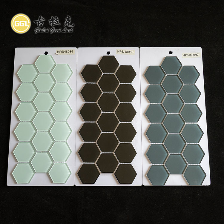 Interior Design Hexagon Crystal Glass Mosaic Tiles for Wall Decoration