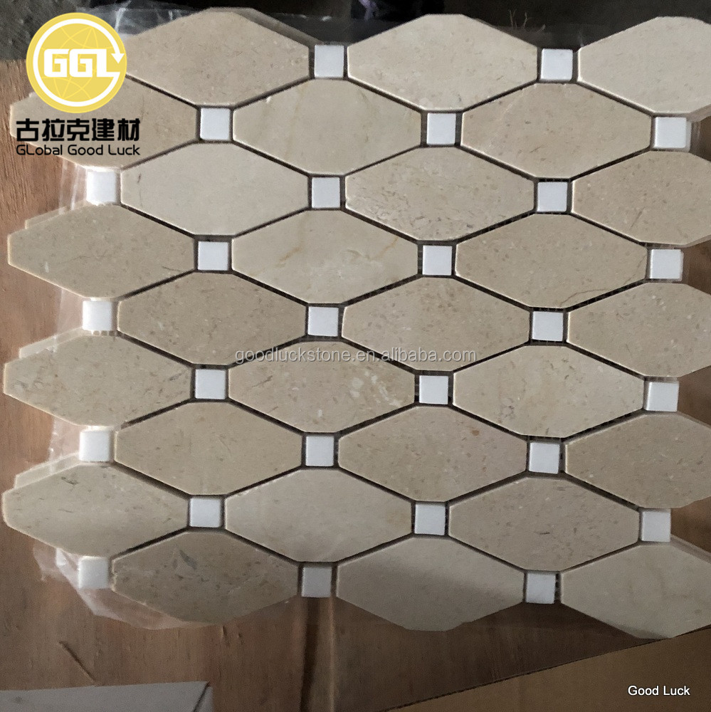 Beige Color Hexagon Shape Marble Mosaic Tile for Floor or Wall Decor