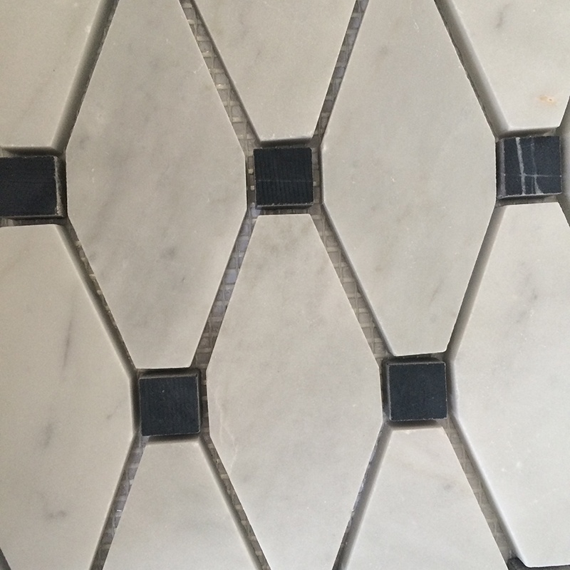 Calacatta White Mix Black Dots Marble Long Hexagon Pattern Mosaic Tile For Home/Villa Floor/Wall Decor