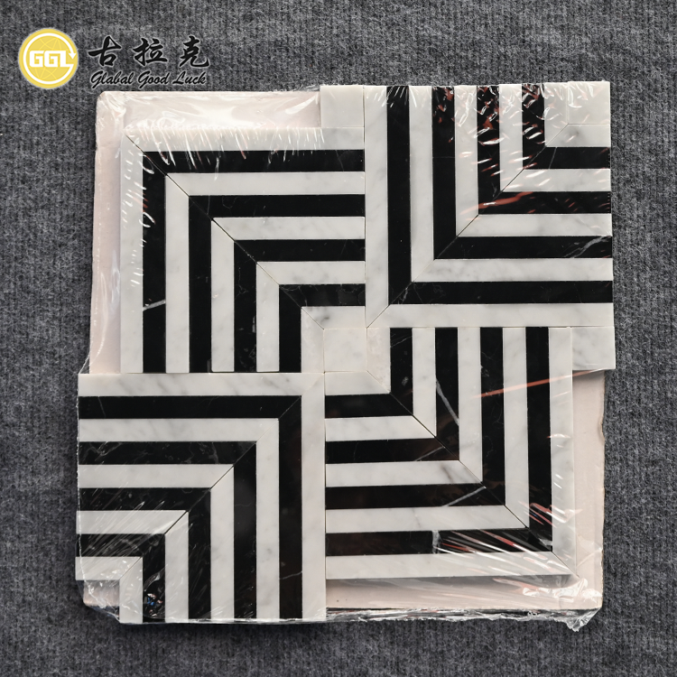 High Quality Black and White Marble Mosaic Tile for Wall Floor Decor