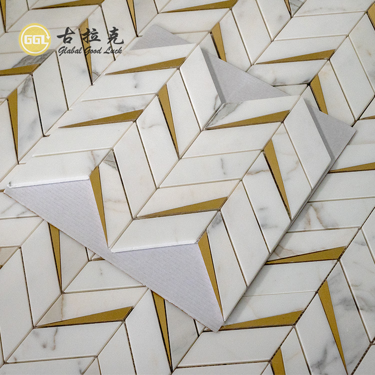 Card Gold & Copper Herringbone Tiles