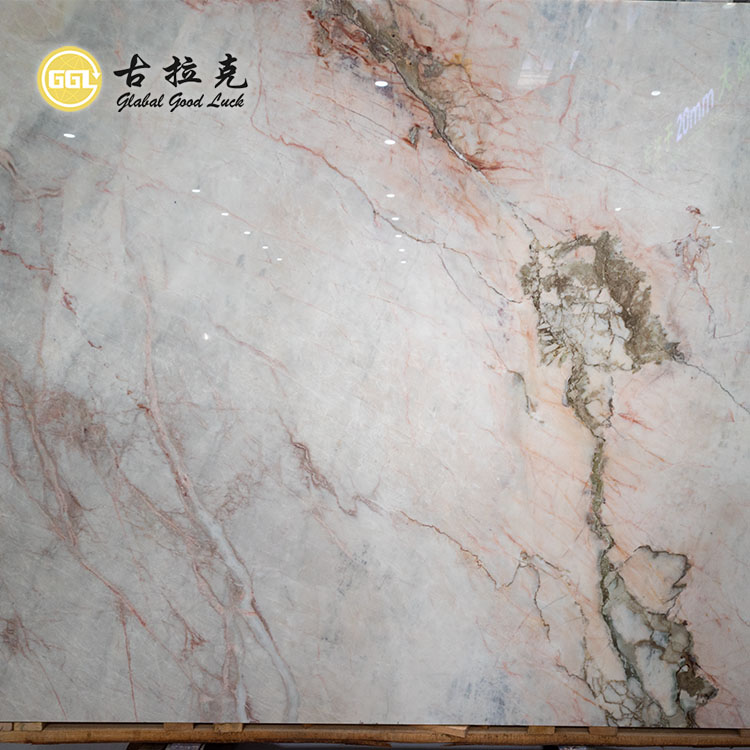 China Pink Marble Slab Natural Stone for Countertop Wall Floor Decor