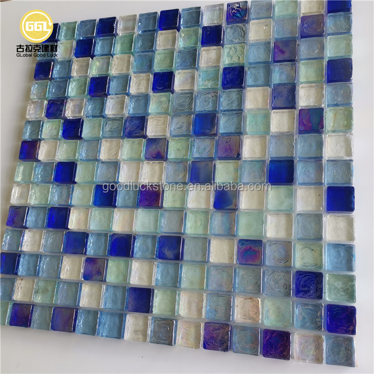 Swimming Pool Mosaic Variaton Blue and Shinning Glass Mosaic