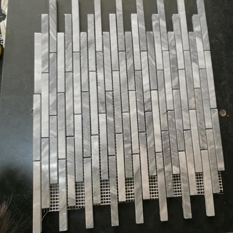 Hot Sale Light Gray Mixed Carrara White Marble Subway Pattern Marble Mosaic Tile For Bathroom Wall/Floor Decor