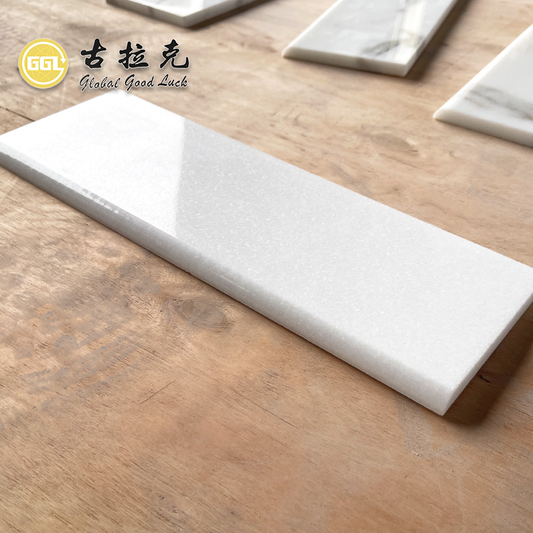Polished Thassos White Marble Trim Tile for Bathroom Interior Decoration