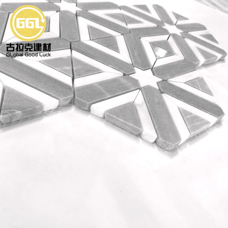 Special Design Pattern Mosaic White Gray Marble for Home Wall Decor Tile