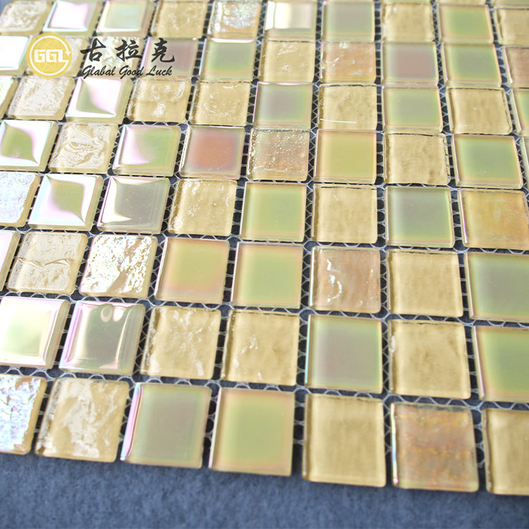 Yellow Crystal Glass for Swimming Pool Colored Glass Mosaic Tile  Wall Decor