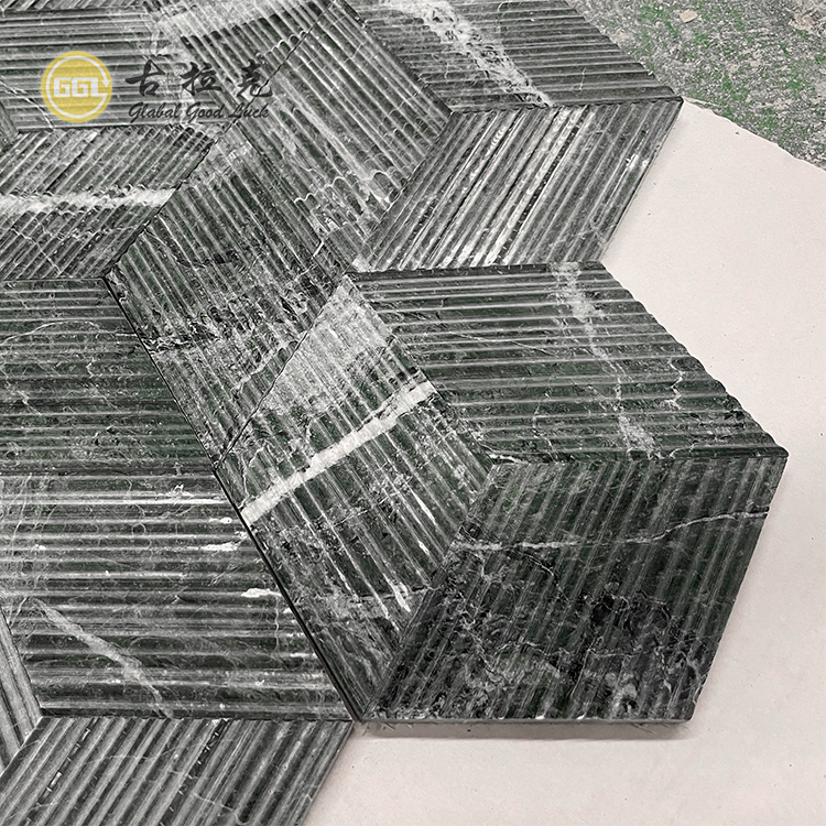 Dark Green Hexagon Shape Marble Mosaic for Floor and Wall Tiles