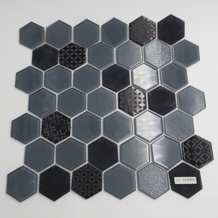 Gray and Black Glass Mosaic for Interior Wall Decoration