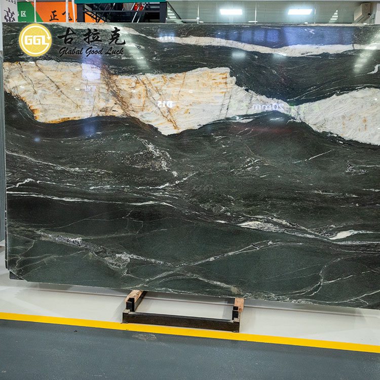 Green Marble Slab Mix White Veining for Countertop Table Wall Decor