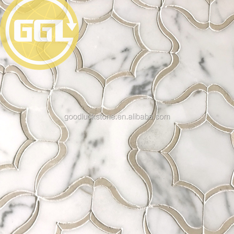 Wall Decoration Flower Pattern Waterjet Marble Mosaic Flooring Tile