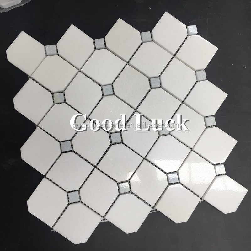 Polished Thassos White Marble Hexagon Shape Marble Mosaic Wall Flooring Tile